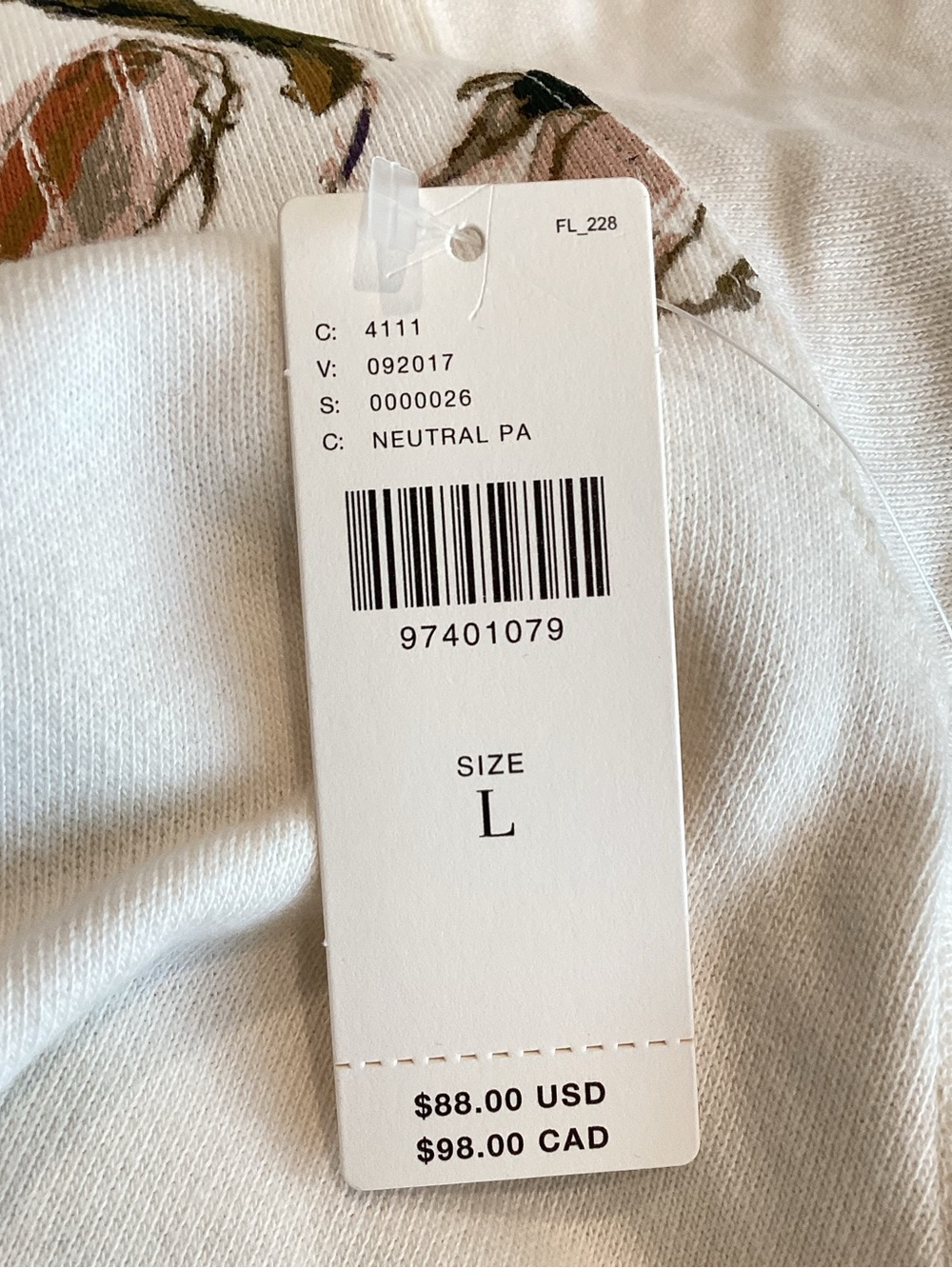 Anthropologie Long Sleeve Sweatshirt Niki Bubble New Large Ivory Floral - Picture 13 of 13